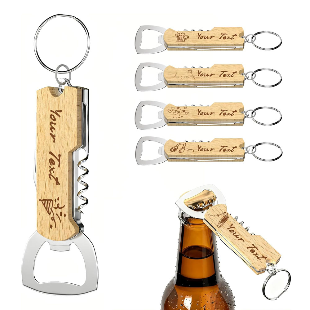 Bottle Opener Keyring - Porte-clés ouvre-bouteille avec logo gravé personnalisé