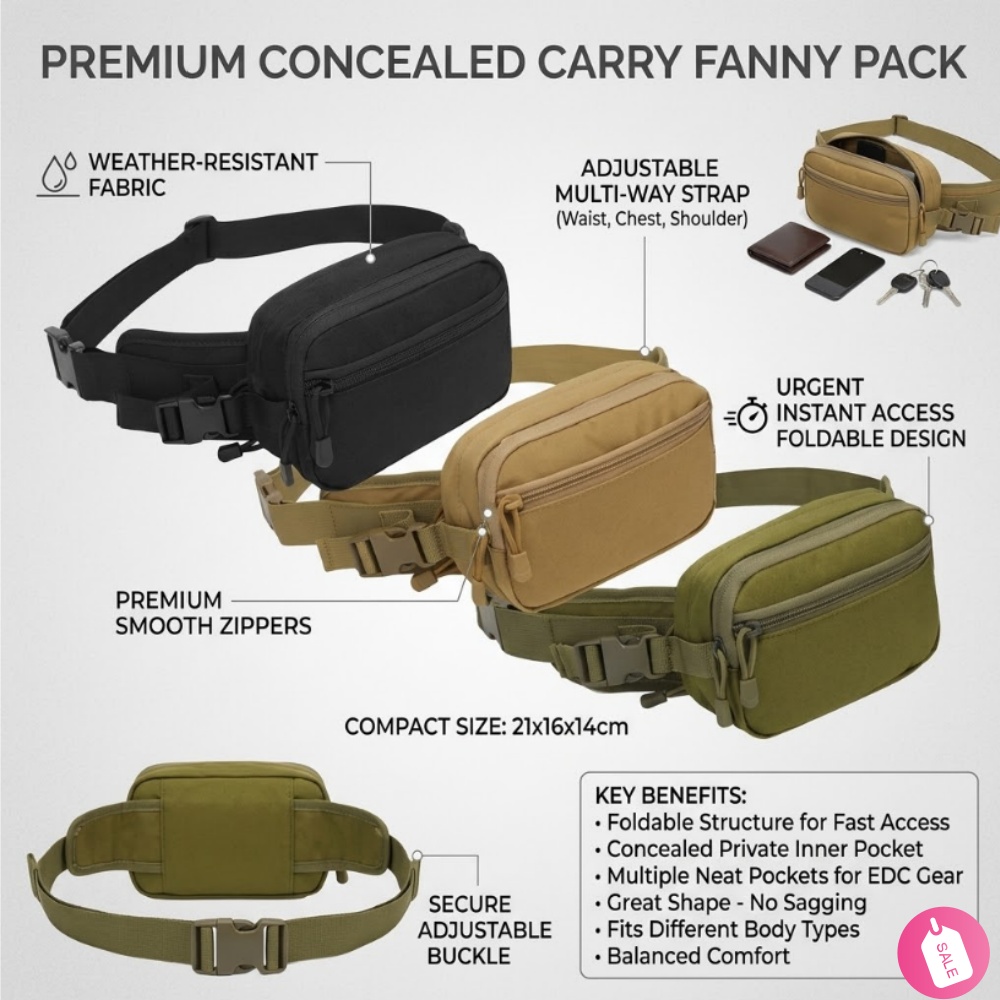 Edc Carry Fanny Pack - Sac banane tactique pour homme, étanche,