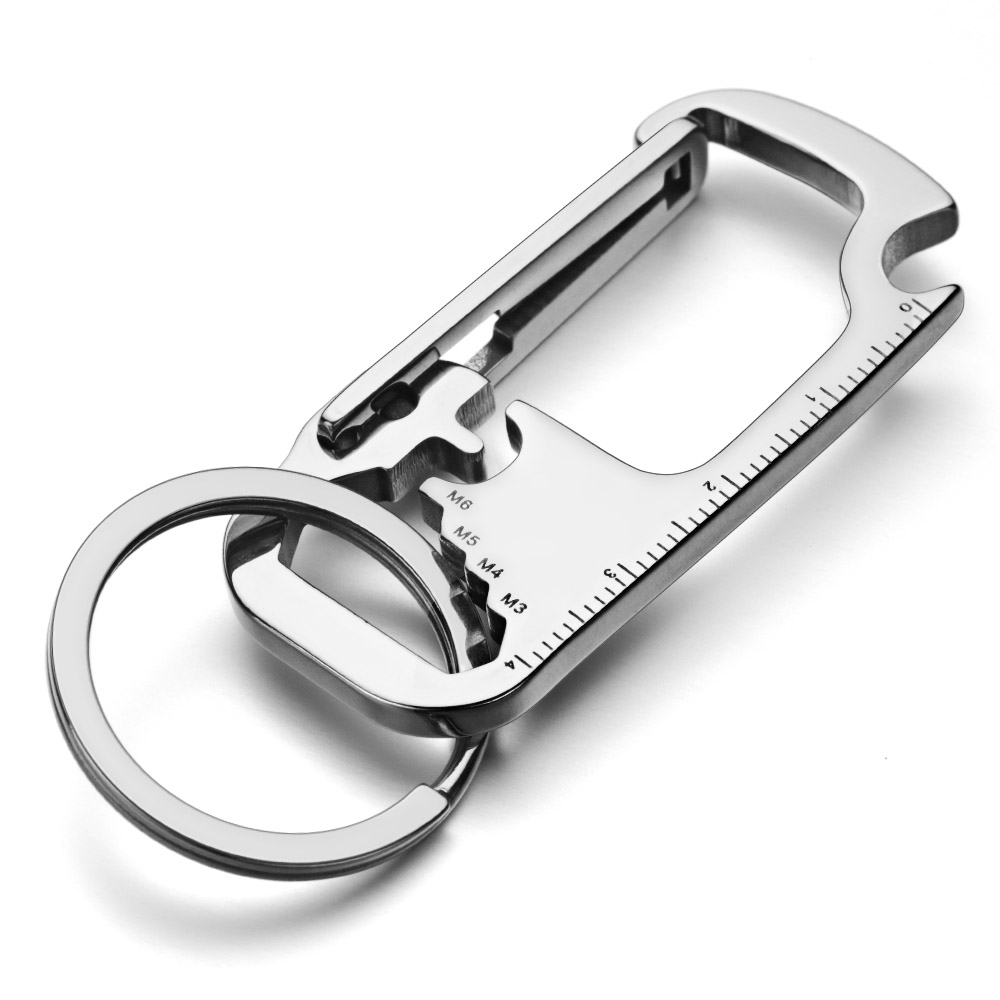 Bottle Opener Keyring - Porte-Clés Personnalisés en Acier Inoxydable, Multifonctionnel,