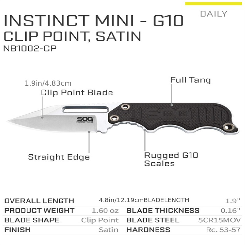 Petit couteau droit EDC léger  - Edc Fixed Blade Deep Carry avis et prix