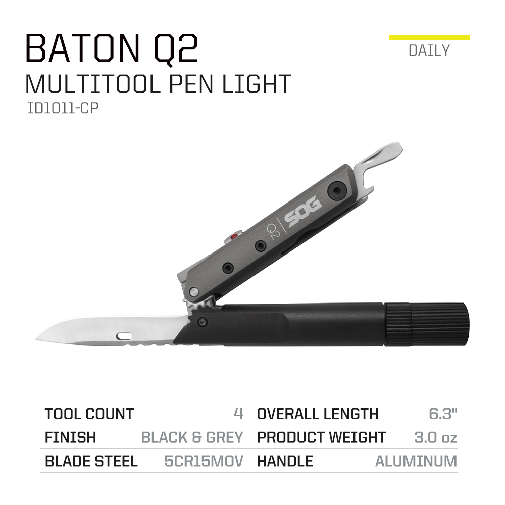 SOG BATON Q2 4 en 1 stylo mult - Edc Carry Flashlight avis et prix